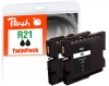320556 - Peach Twin Pack cartouche d'encre noire compatible avec GC21K, 405532 Ricoh